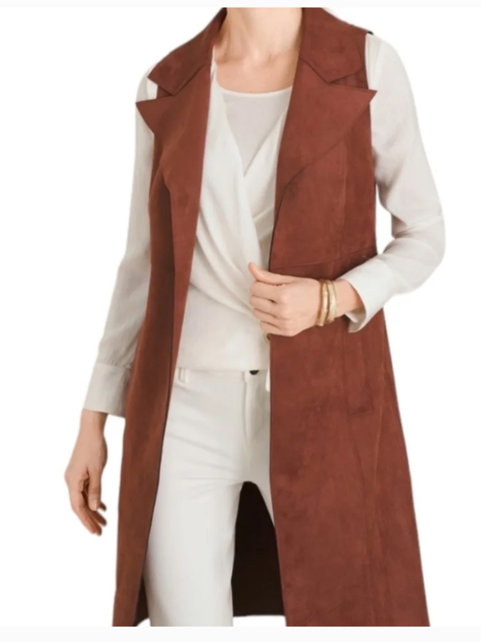 Chico's Faux Suede Elongated Vest